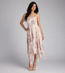 Blossomed Babe Floral Halter Midi Dress