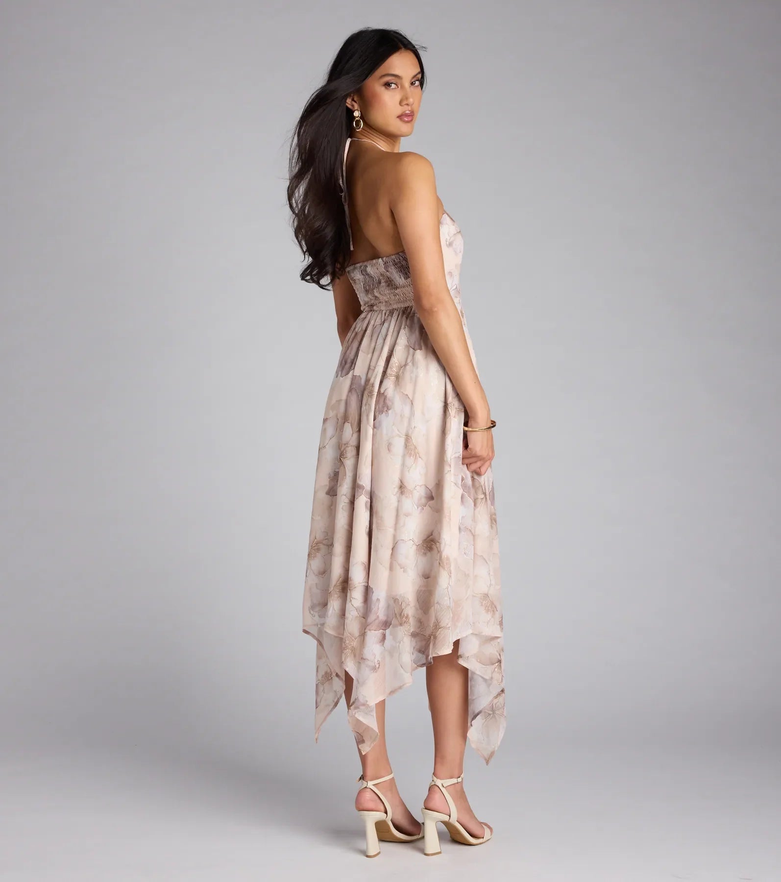 Blossomed Babe Floral Halter Midi Dress