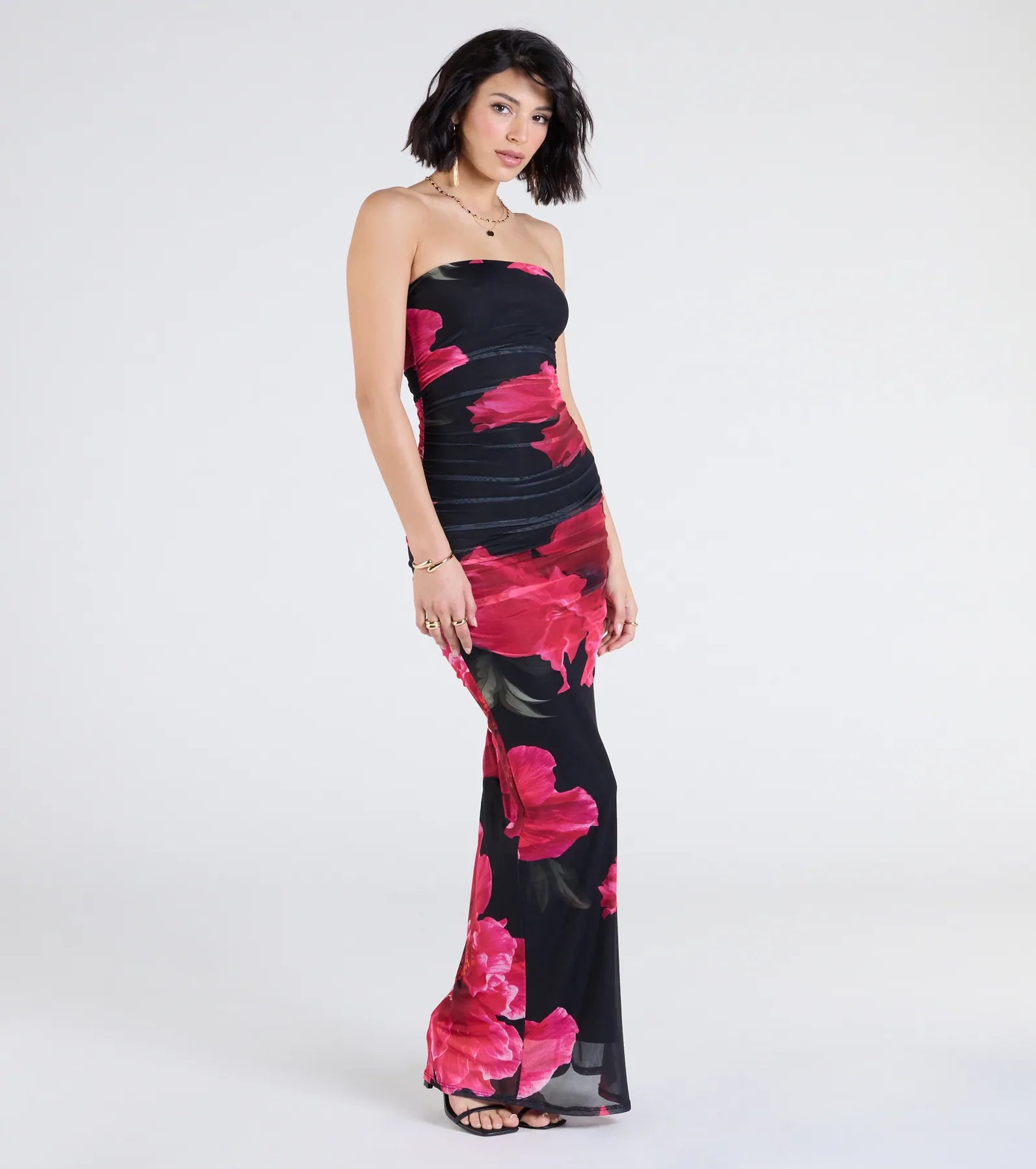 Perfect Petals Strapless Floral Maxi Dress