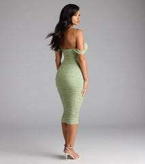 Pearl Babe Off-The-Shoulder Midi Dress