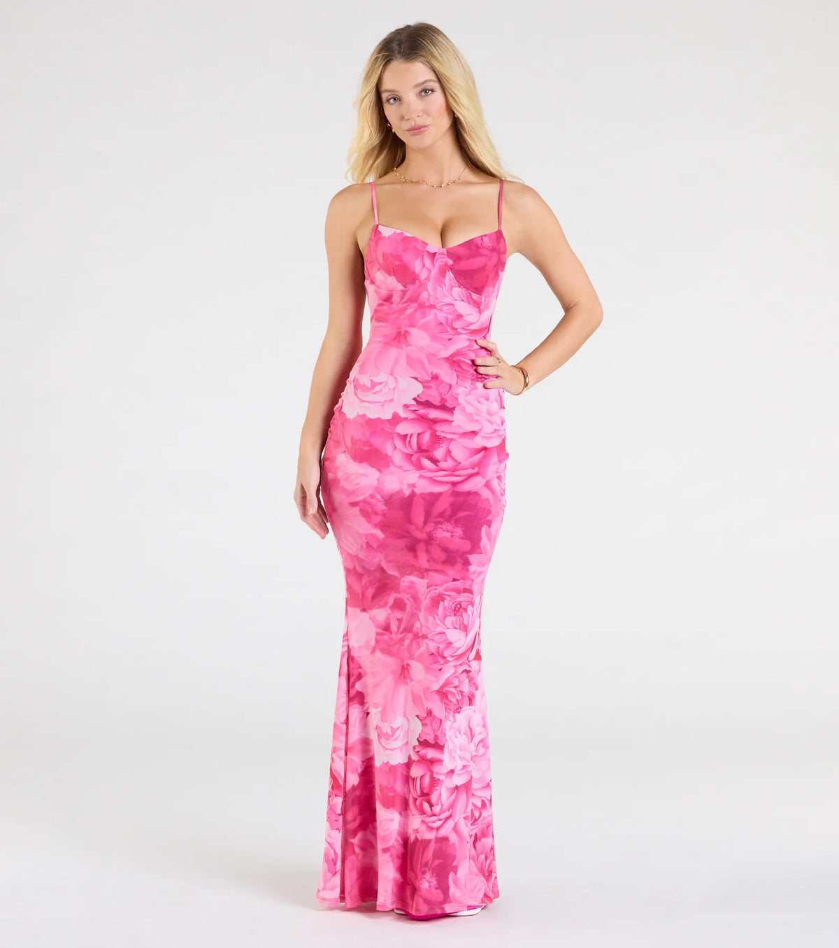 Gorgeous Look Floral Mesh Maxi Dress