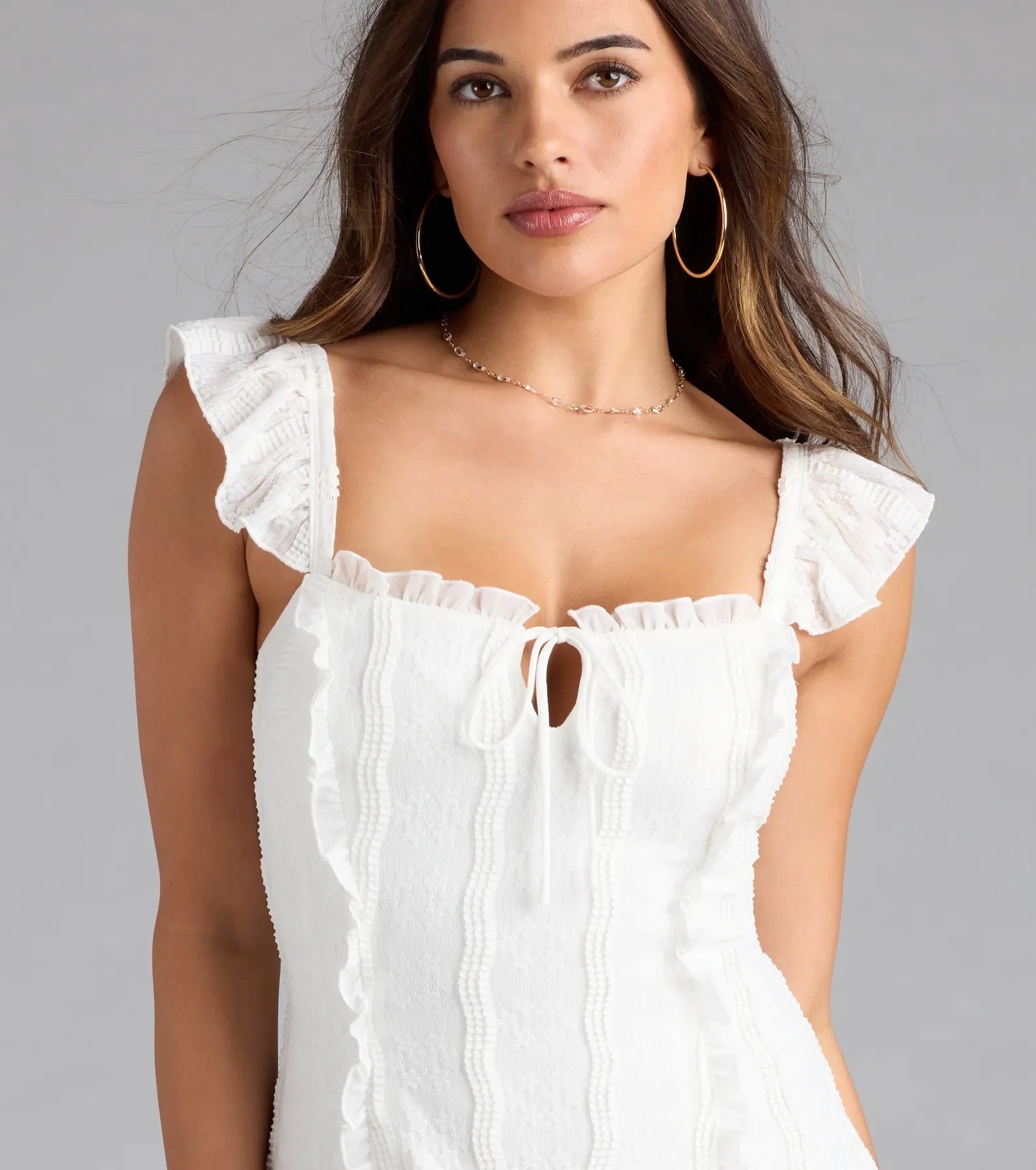 Flirty Girlie Lace-Up A-Line Mini Dress