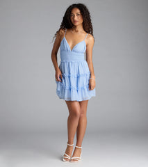 Subtle Grace V-Neck Polka Dot Chiffon Skater Dress