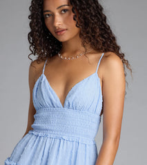 Subtle Grace V-Neck Polka Dot Chiffon Skater Dress