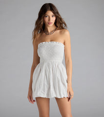 Effortless Eyelet Bubble Hem Mini Dress