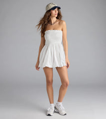 Effortless Eyelet Bubble Hem Mini Dress
