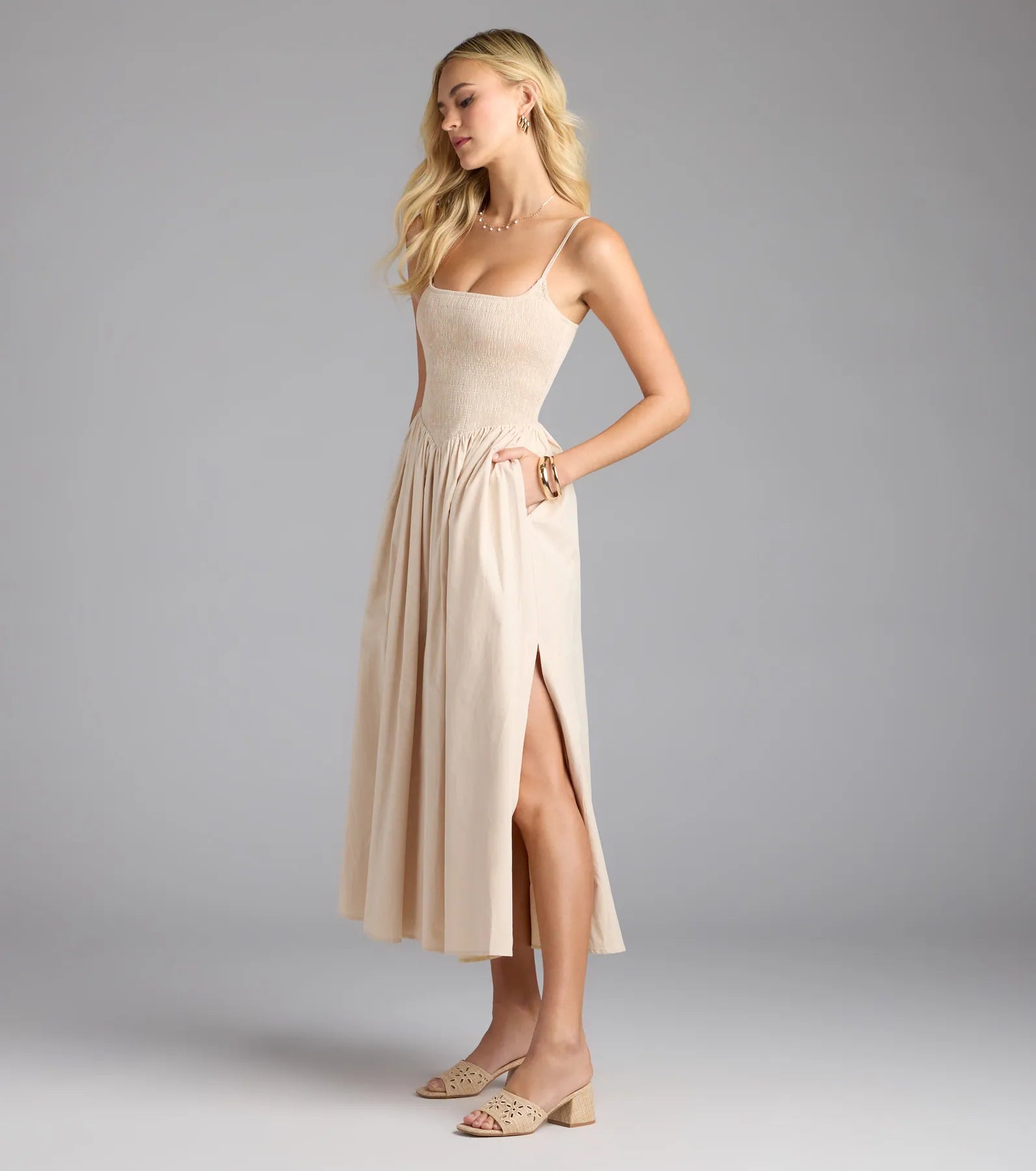 Effortless Era Woven A-Line Midi Dress