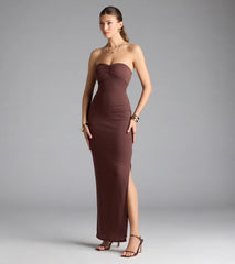 Beachy Breeze Strapless Slit Maxi Dress