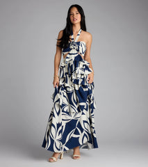 Bold And Beautiful Rosette Halter Cutout Maxi Dress