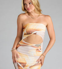 Floral Fantasy Strapless Cutout Maxi Dress