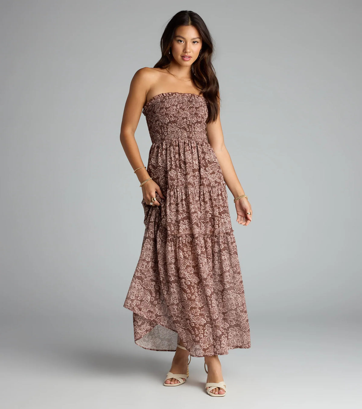 Meet Me in the Meadow Chiffon Floral Maxi Dress