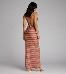 Sunkissed and Stunned Halter Striped Maxi Dress