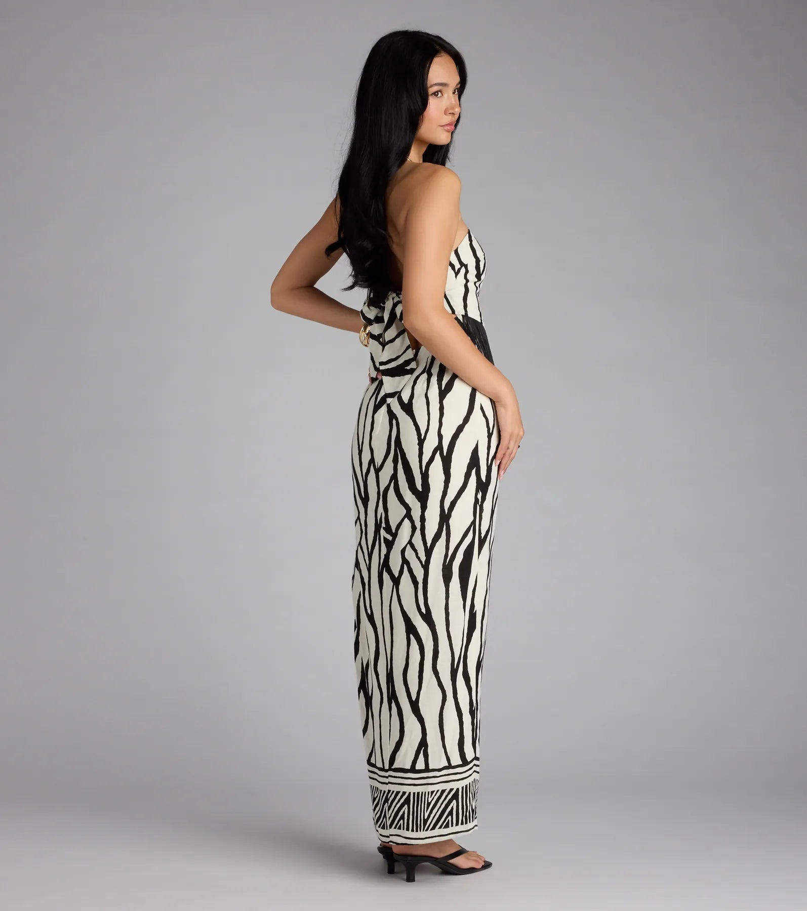 Chic On Vacay Geometric Print Maxi Tube Dress