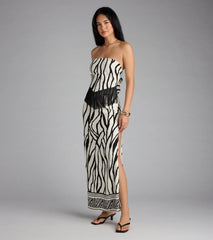 Chic On Vacay Geometric Print Maxi Tube Dress