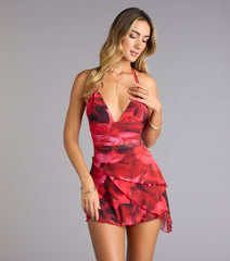 Unforgettably Bold Abstract Mesh Mini Dress