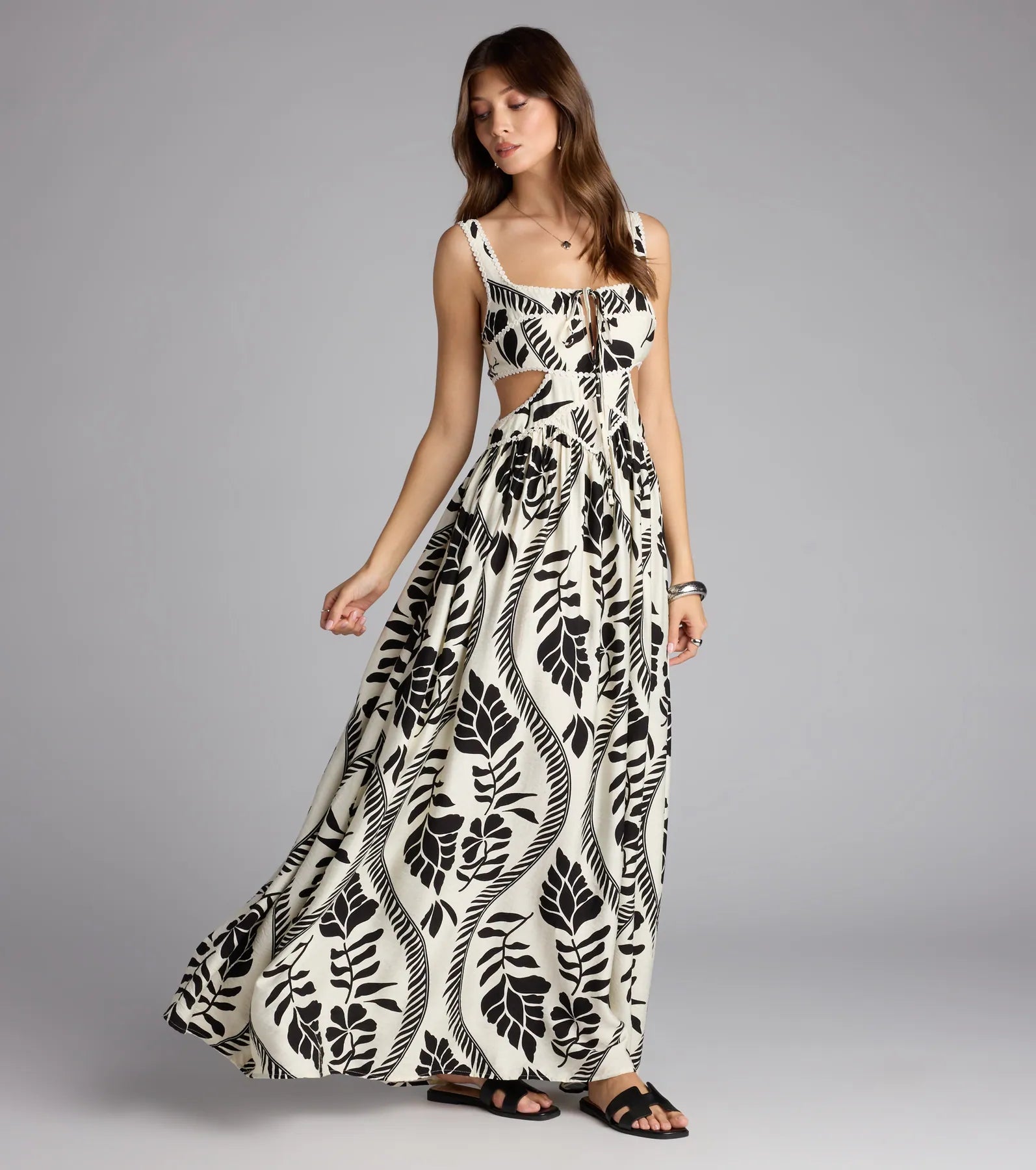 Sun And Spritz Tropical Cutout Maxi Dress