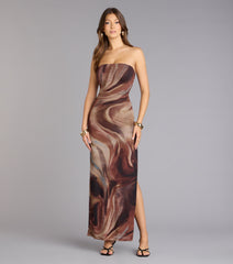 Painted Muse Tube Slit Maxi Dress