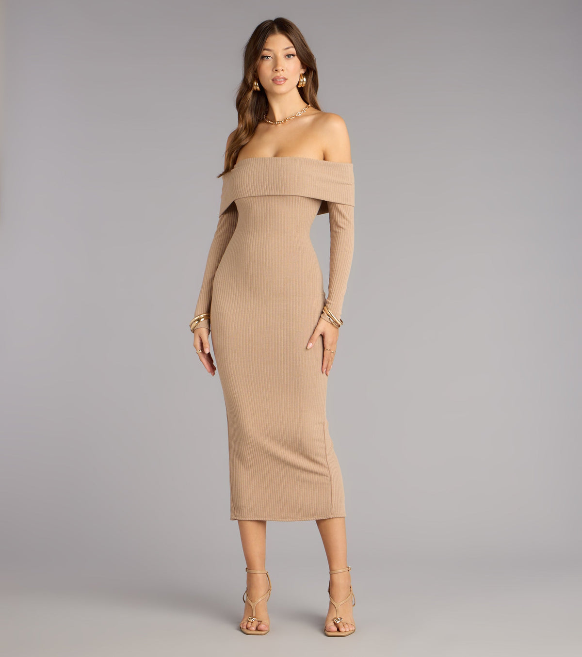 Effortless Aura Long Sleeve Midi Dress