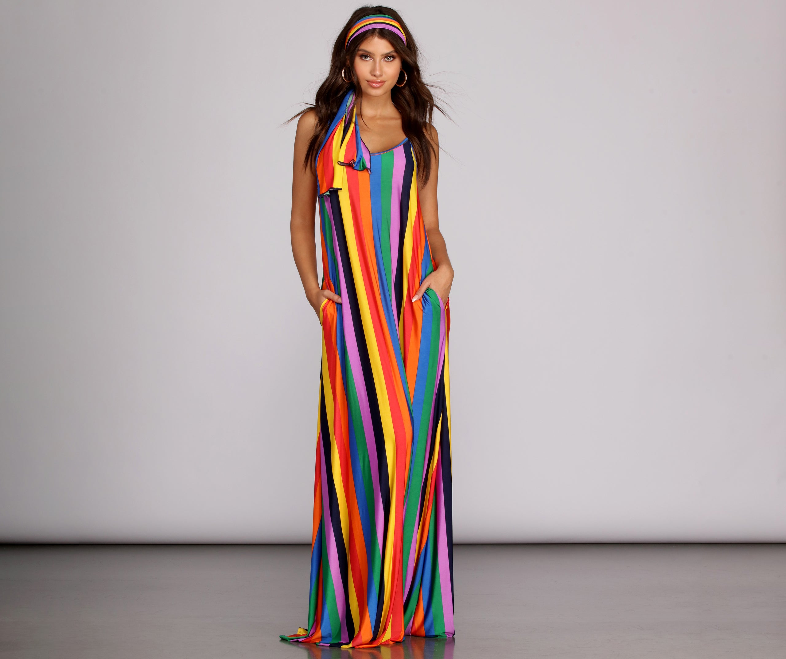 Rainbow Wave Maxi Dress