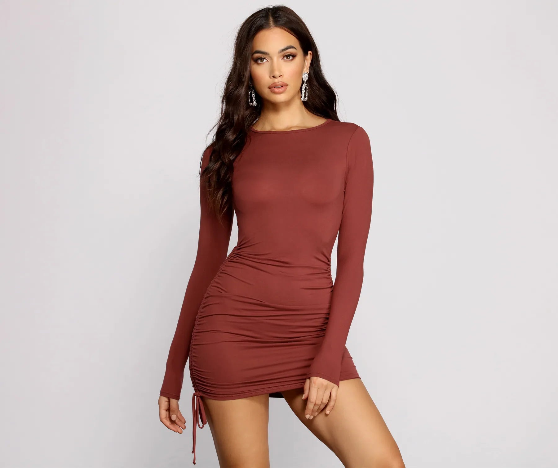 Keeping Knit Real Ruched Mini Dress