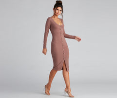 Cute As A Button V-Neck Midi Dress