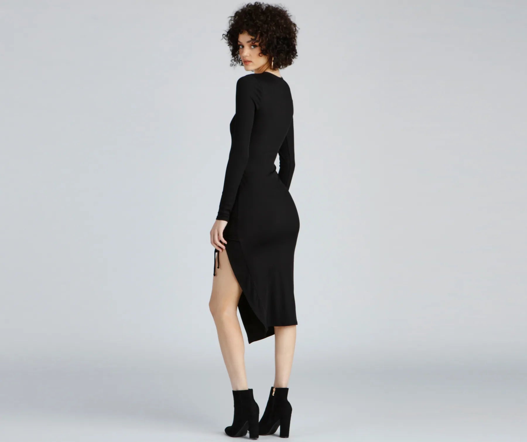 Keeping Knit Trendy Ribbed Midi Dress