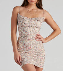 Lotus Floral Mesh Bodycon Dress