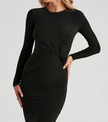 Knot Pleasure Crew Neck Midi Dress