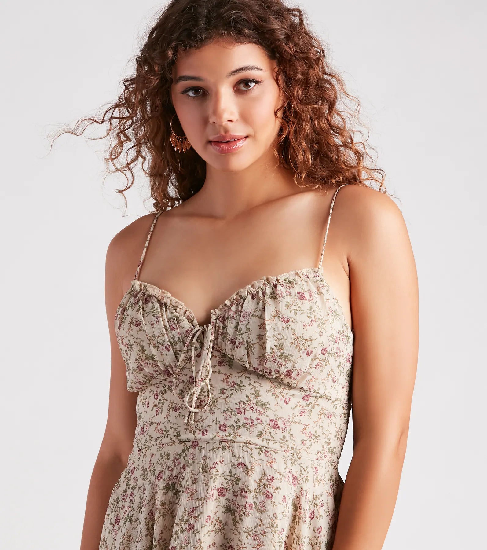 Romantic Roots Floral Chiffon Short Dress