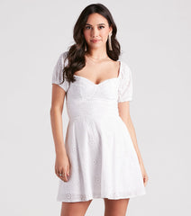 What A Sight Eyelet Lace Lace-Up Dress