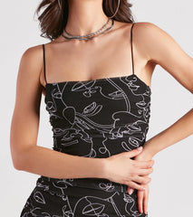 Show Face Abstract Print Mini Dress
