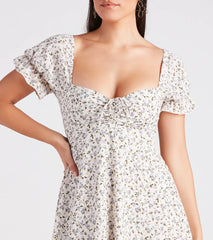 Cute View Ditsy Floral Chiffon Skater Dress