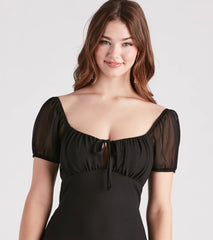 Flirt And Twirl Chiffon Open Back Skater Dress