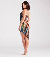 Striking And Chic Marble Print Midi Dress