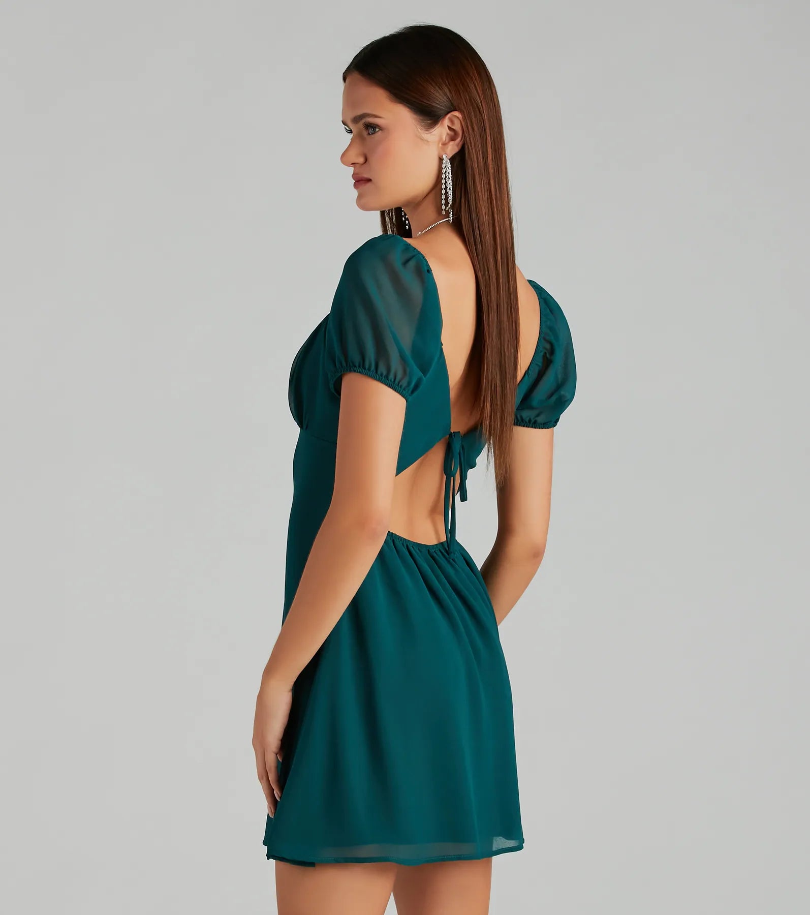 Flirt And Twirl Chiffon Open Back Skater Dress
