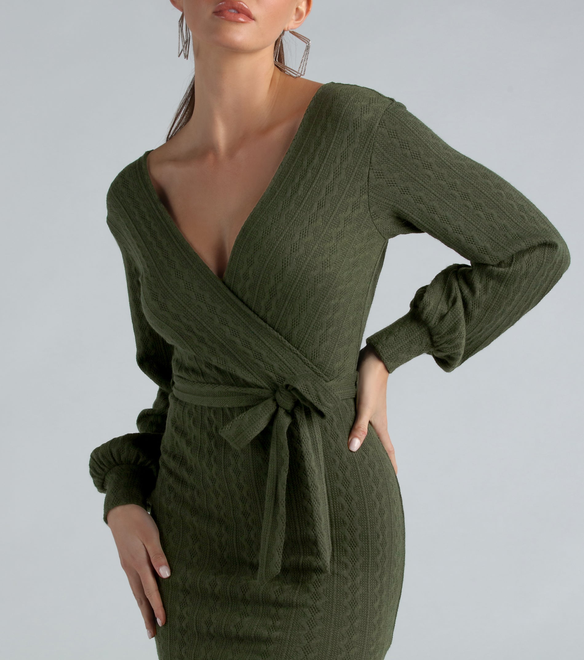 All Things Cute Cable Knit Sweater Dress