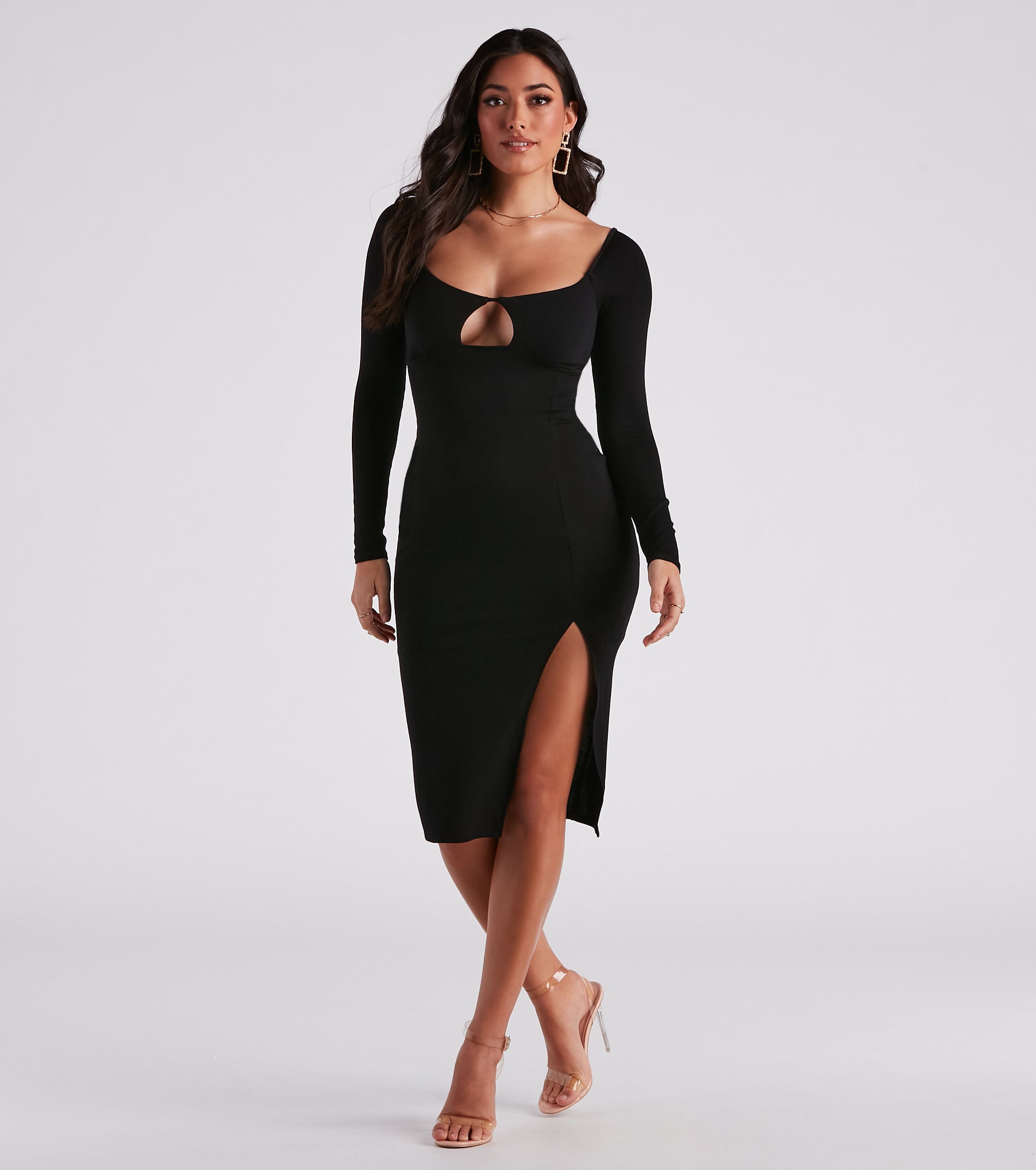 Stylish Staple Long Sleeve Midi Dress