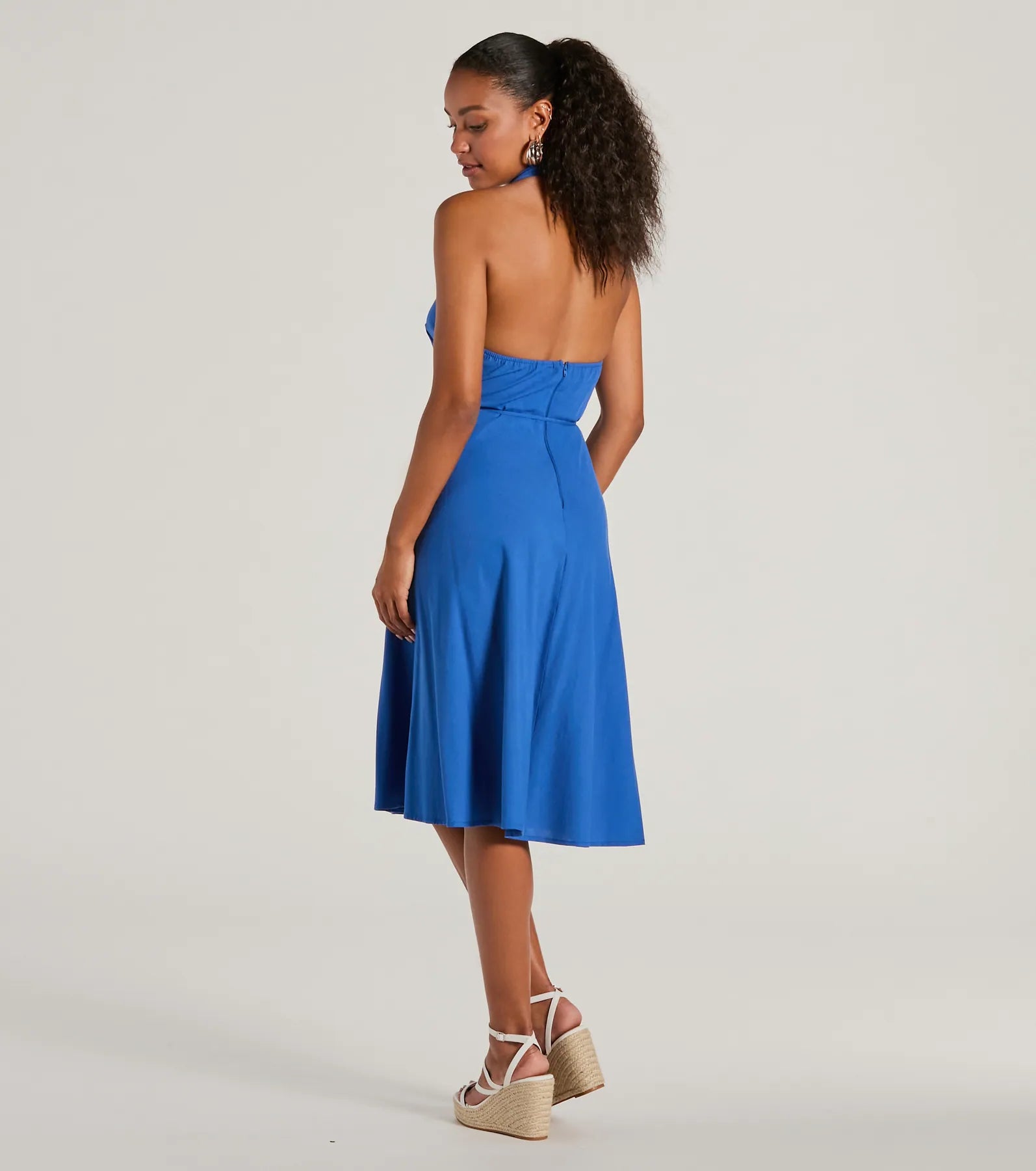 Delightful Charm Halter A-Line Midi Dress