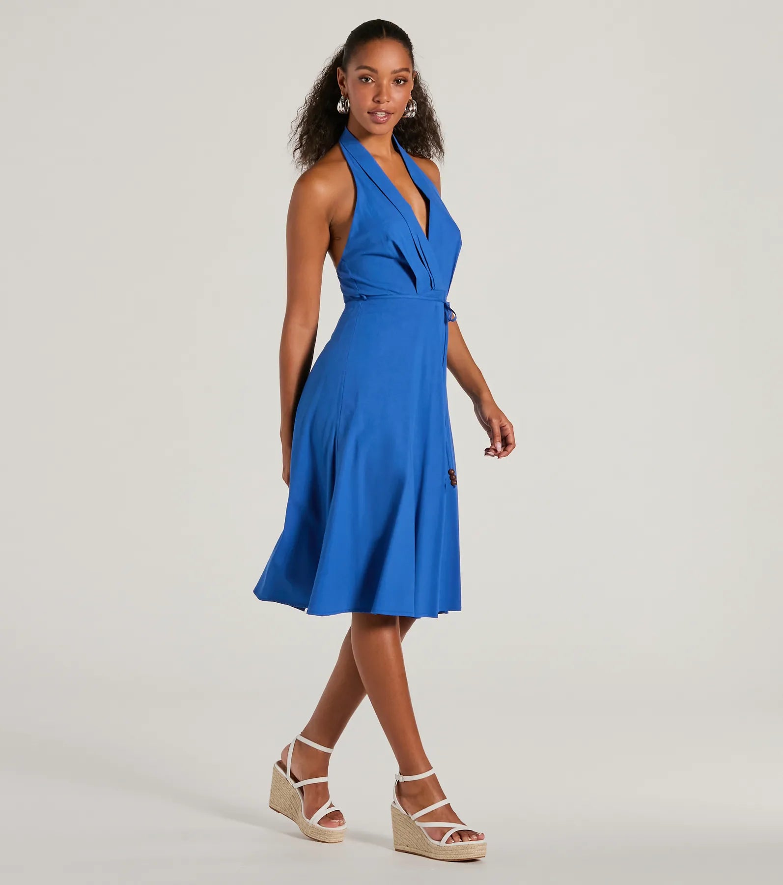 Delightful Charm Halter A-Line Midi Dress