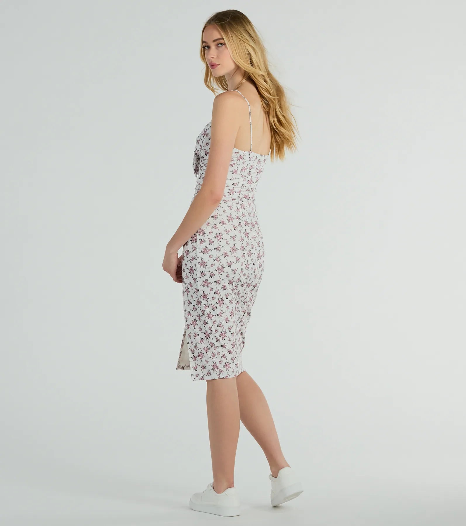 Frolic In Floral Tie Midi Dress