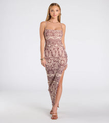 Sun Coast Dream Paisley Bodycon Slit Maxi Dress