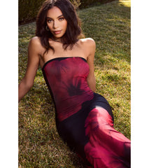 Impressive Blossom Strapless Floral Maxi Dress