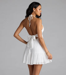 Sweet Talker Strappy Back Halter Skater Mini Dress
