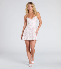 Fall In Love Floral Eyelet A-Line Mini Dress