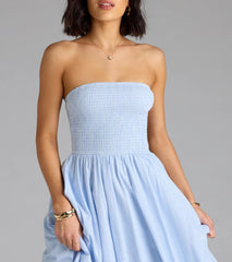Breeze By Strapless Striped A-Line Midi Dress