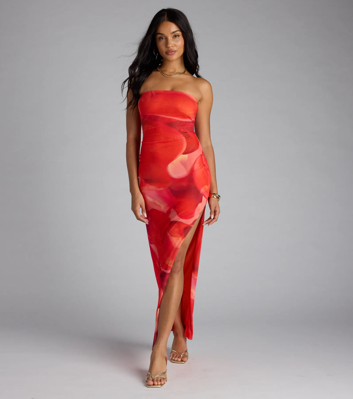 Dance To My Rhythm Abstract Tube Maxi Dress