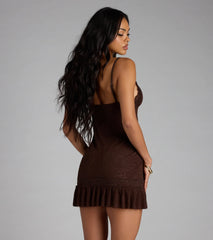 Let's Have Some Fun Lace Bodycon Ruffle Mini Dress