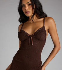 Let's Have Some Fun Lace Bodycon Ruffle Mini Dress