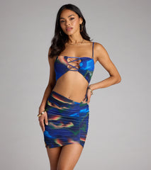 Eyes on You Abstract Print Cutout Mini Dress