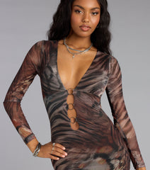 Night Heat Cutout Mesh Mini Dress